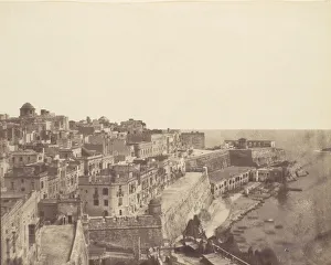 Calvert Prints: The Harbor at Valletta, Malta, 1850s. Creator: Calvert Jones