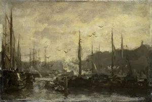 Laridae Prints: Harbor View, c.1887. Creator: Jacob Henricus Maris