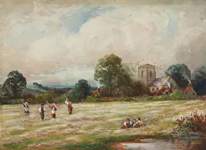 Harborne Church, With Hayfield, c1810s-1850s. Creator: David Cox the Elder
