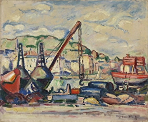 Cranes Prints: The Harbour in Honfleur, 1907. Creator: Othon Friesz