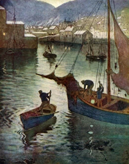Fishing Village Gallery: The Harbour, Polperro, Cornwall, 1924-1926. Artist: Edward Frederick Ertz