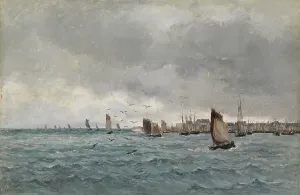 Laridae Prints: Harbour scene (Concarneau), 1849-1887. Creator: Emile Louis Vernier