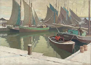 Ripples Prints: Harbour view in winter, 1928. Creator: Vaino Blomstedt