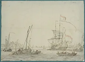 harbour with warships and smaller ships. Creator: Lieve Verschuir
