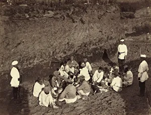 Goldmine Prints: Hard Labor Convicts at Rest in the Pit, 1891. Creator: Aleksei Kuznetsov
