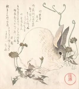 Dandelion Prints: Hare and Dandelion?, probably 1820. Creator: Kubo Shunman