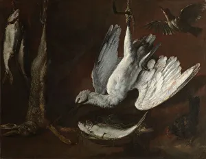 Hare, Spoonbill, and Fish, mid-1600s. Creator: Unknown