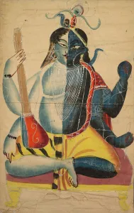 Kalighat Painting Gallery: Hari-Hara, 1800s. Creator: Unknown
