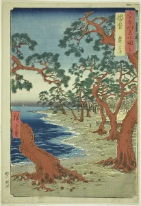 Harima Province: Maiko Beach (Harima, Maiko no hama), from the series Famous Places... 1853. Creator: Ando Hiroshige. Harima Province: Maiko Beach (Harima, Maiko no hama), from the series Famous Places... 1853. Creator: Ando Hiroshige