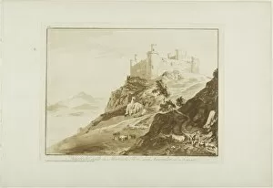 Harlech Castle in Merioneth Shire with Snowdon at a Distance, 1776. Creator: Paul Sandby