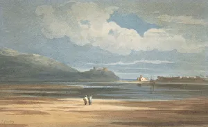 Harlech Castle across the Traeth Mawr, 1800-1842. Creator: John Varley I Harlech Castle across the Traeth Mawr, 1800-1842. Creator: John Varley I