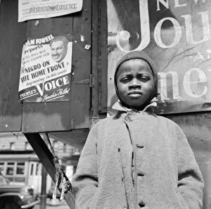 Child Labour Gallery: A Harlem newsboy, New York, 1943. Creator: Gordon Parks