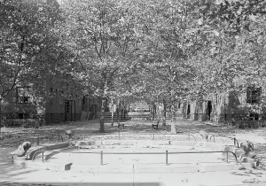 Playground Prints: Harlem River Houses, 7th Ave. and 152nd St, 1951. Creator: Gottscho-Schleisner, Inc