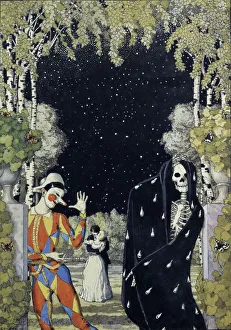 Wealth Collection: Harlequin and Death, 1907. Artist: Somov, Konstantin Andreyevich (1869-1939)