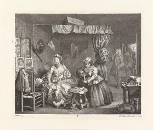 Prostitution Prints: A Harlot's Progress. Plate 3: Moll has gone from kept woman to common prostitute