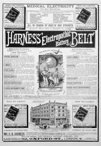 Harness Electropathic Battery Belt advert, 1893