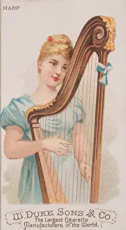 Schumacher And Prints: Harp, from the Musical Instruments series (N82) for Duke brand cigarettes, 1888. 1888