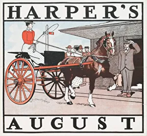 Pony And Trap Prints: Harper's August, c1890 - 1907. Creator: Edward Penfield