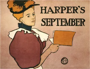Reading Woman Prints: Harpers September, 1896. Artist: Penfield, Edward (1866-1925)