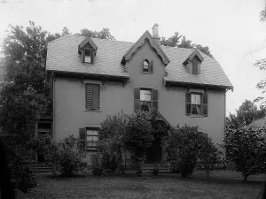 Transparency Prints: Harriet Beecher Stowe's residence, Hartford, Ct. c1905. Creator: Unknown