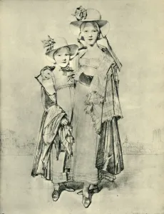 Shawls Prints: Harriet and Caroline Montagu, Rome, 1815, (1943). Creator: Jean-Auguste-Dominique Ingres
