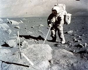 Seventies Gallery: Harrison Schmitt works the scoop on the lunar surface, Apollo 17 mission, December 1972