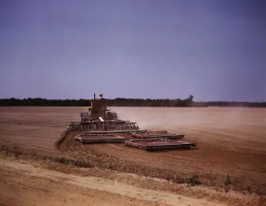 Post Marion Prints: Harrowing a field with a diesel tractor
