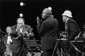Al Grey Gallery: Harry Sweets Eddison, Lionel Hampton and Al Grey, c1990. Creator: Brian Foskett