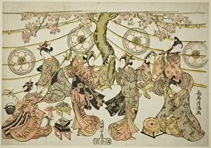Shamisen Gallery: The Harugoma Dance, c. 1764. Creator: Torii Kiyomitsu