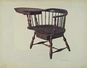 Writing Chair Prints: Harvard Student's Chair (Windsor), c. 1938. Creator: Adele Brooks