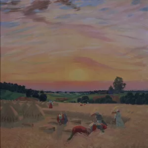 Astrakhan Gallery: The Harvest, 1914. Artist: Kustodiev, Boris Michaylovich (1878-1927)