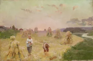 Haystack Prints: Harvest folk, 1883. Creator: Aukusti Uotila