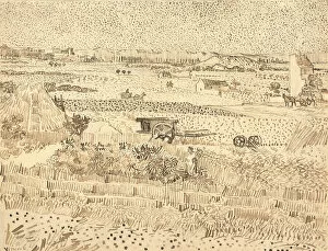Van Gogh Vincent Gallery: Harvest--The Plain of La Crau, 1888. Creator: Vincent van Gogh