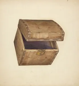 Materials Prints: Hat Box - Wood, c. 1940. Creator: Gerald Scalise