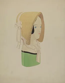Howard Weld Prints: Hat Mannequin and Bonnet, c. 1937. Creator: Howard Weld