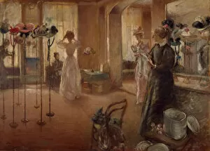 Shop Gallery: The Hat Shop, 1892. Creator: Henry Tonks