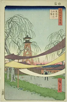 Maroon Prints: The Hatsune Riding Grounds at Bakuro-cho (Bakuro-cho Hatsune no Baba)
