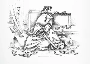 Darwin Prints: Hatto II is devoured by mice, 1861. Creator: Violetta Harriot Darwin