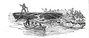 Royal Visit Gallery: Hauling off the coal barge, 1842. Creator: Unknown