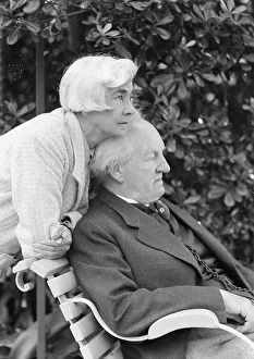 Group Portraits Prints: Hauptmann, Gerhart, Mr. and Mrs. outdoors, 1938 Creator: Arnold Genthe