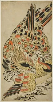 Crane Gallery: A Hawk Capturing a Crane in Flight, c. 1715. Creator: Torii Kiyomasu I