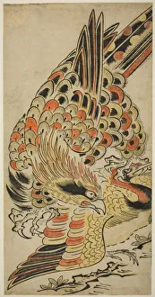 Catching Prints: A Hawk Capturing a Crane in Flight, c. 1715. Creator: Torii Kiyomasu I