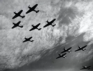 Hawker Hurricanes flying in formation, Battle of Britain, World War II, 1940