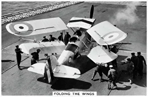 Aircraft Carrier Gallery: Hawker Osprey on the deck of the aircraft carrier HMS Eagle, 1937