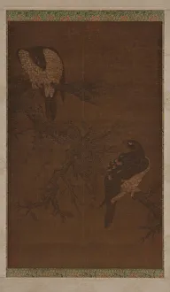 Hawk Prints: Two Hawks on a Withered Bough, Ming dynasty, 16th century. Creator: Unknown