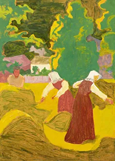 Giovanni 1868 1933 Prints: Hay making, c.1903. Creator: Giacometti, Giovanni (1868-1933)