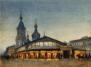 Petersburg Prints: The Hay The Sennaya Square and the Saviour Church in Saint Petersburg