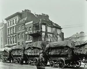 London County Council Collection: Hay wagons, Whitechapel High Street, London, 1903