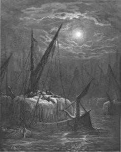 Jerrold Blanchard Prints: Hayboat on the Thames, 1872. Creator: Gustave Doré