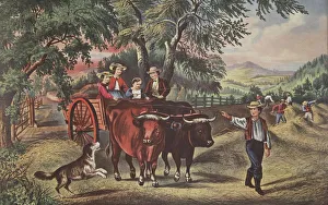 American School 19th Century Prints: Haying-time, The First Load, pub. 1868, Currier & Ives (Colour Lithograph)